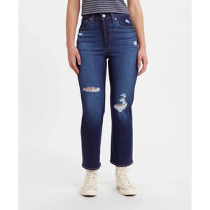 Levi's Ribcage Straight Ankle Distressed Button Fly Jeans Size 30